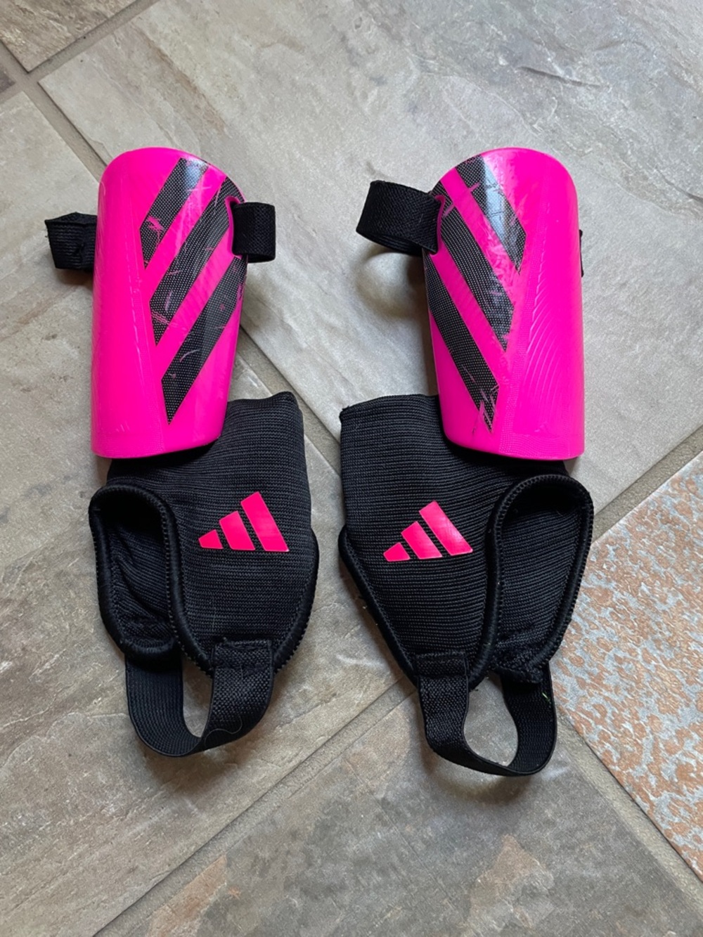 adidas Pink and Black Youth Soccer Shin Guards with Ankle Sleeves